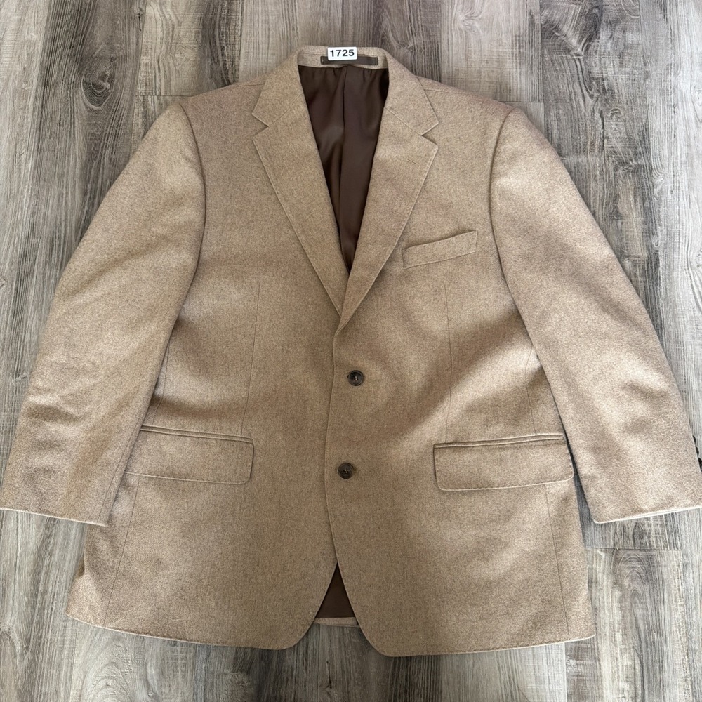 Tailorbyrd Tan Brown Sport Coat Suit Jacket Blazer Emmeci Italian Wool Blend 44S